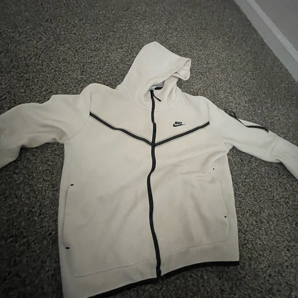 Nike White Zip Up Sweater with Hood